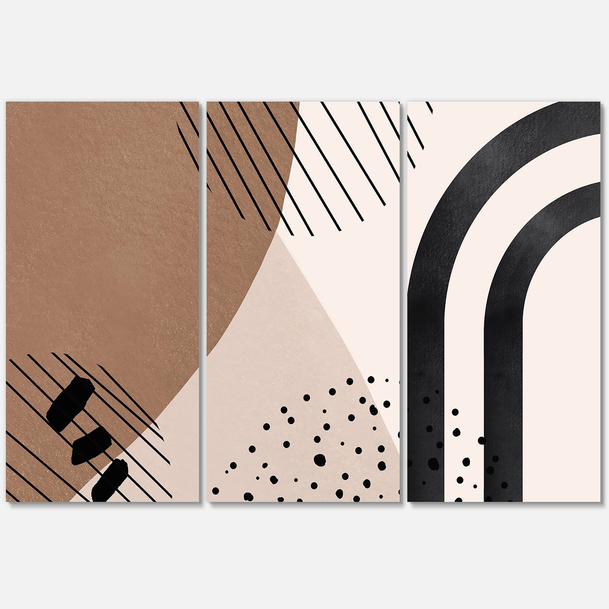 Designart - Abstract Shapes in Terracotta and Ivory Shapes I